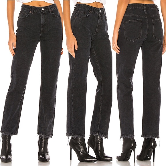 Free People Dakota Straight Leg Jean Black Distressed New - Picture 2 of 15